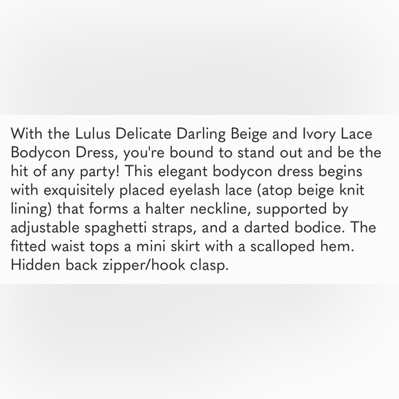 ⭐️NWT⭐️Delicate Darling Beige & Ivory Lace Bodycon dress in size S - Picture 11 of 11